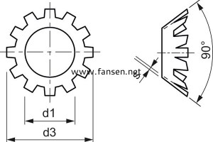 DIN6797V SERRATED COUNTERSUNK LOCK WASHER EXTERNAL GEAR TYPE V 內鋸齒鎖緊墊圈（V型）